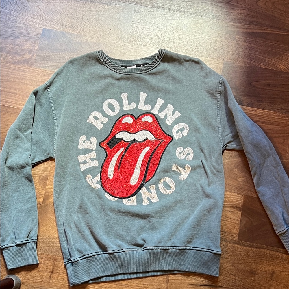 Zara Gray Sweatshirt with Red Rolling Stones Logo